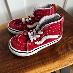 VANS SK8-HI Skate Shoe's Sneakers Red and White Toddler Size 6.5